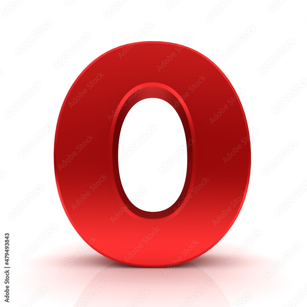 O letter red sign 0 number zero 3d O letter red sign 0 number zero 3d