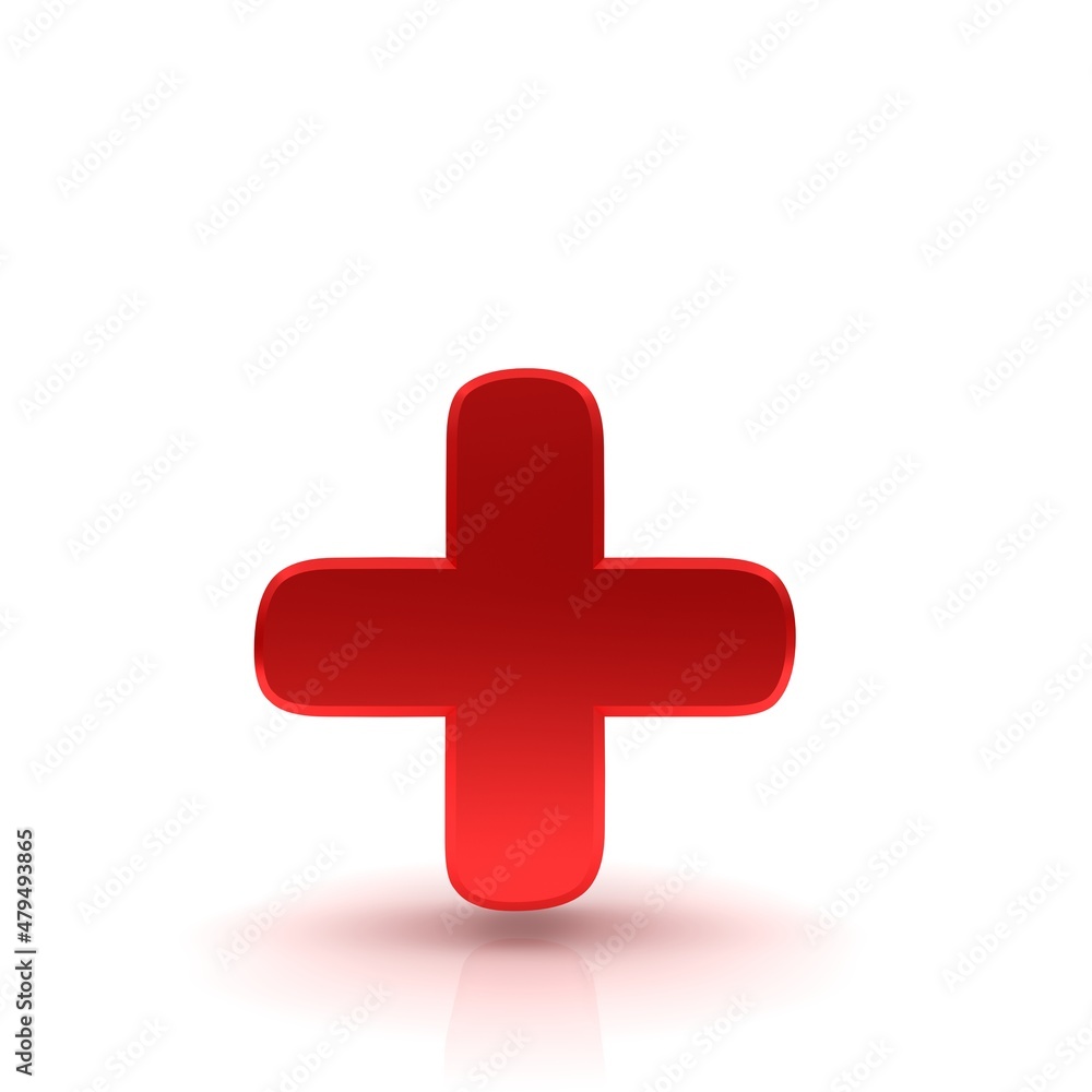 Obraz premium Plus sign red symbol 3d rendering