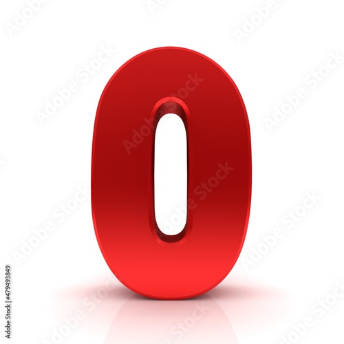 0 number zero red numeral sign 3d rendering