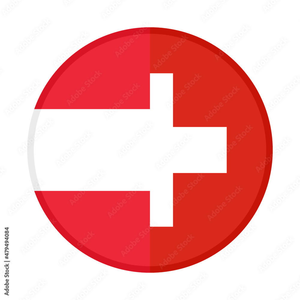 round icon with austria and switzerland flags. vector illustration isolated on white background round icon with austria and switzerland flags. vector illustration isolated on white background