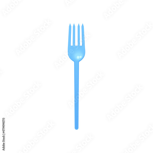 Plastic dining fork, disposable cutlery element in realistic style, vector illustration isolated on white background.
