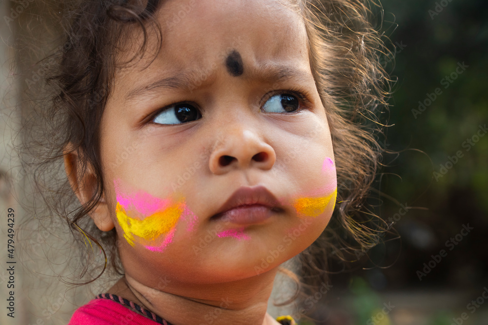 Close-Up Portrait Of A Child With Face Paint Close-Up Portrait Of A Child With Face Paint