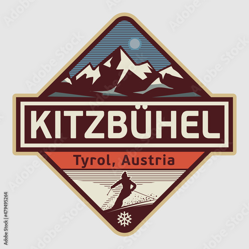Emblem with the name of Kitzbuhel, Austria photo