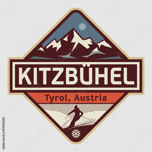 Emblem with the name of Kitzbuhel, Austria