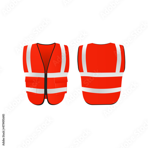 Photo Fire warden safety vest or jacket realistic vector illustration isolated