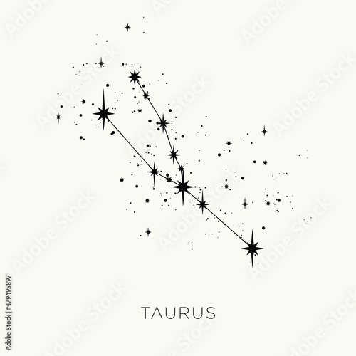Star constellation zodiac taurus vector black and white