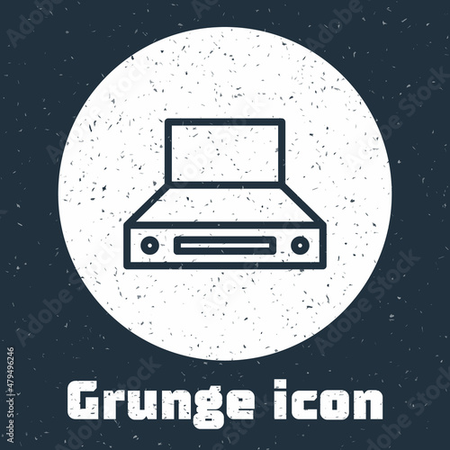 Grunge line Kitchen extractor fan icon isolated on grey background. Cooker hood. Kitchen exhaust. Household appliance. Monochrome vintage drawing. Vector