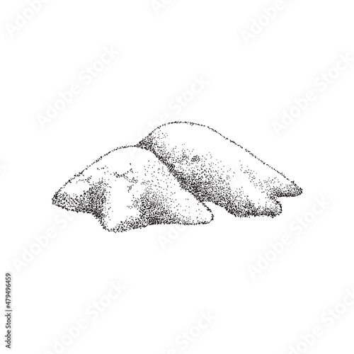 Pile of ground spice, seasoning or condiment in sketch style, vector illustration isolated on white background.