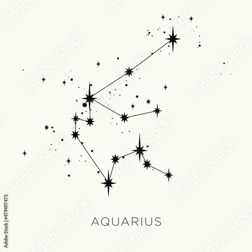 Star constellation zodiac aquarius vector black and white