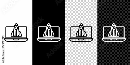 Set line Business startup project concept icon isolated on black and white background. Symbol of new business, entrepreneurship, innovation and technology. Vector