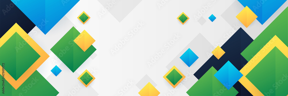 Square clean blue green yellow colorful Abstract design banner