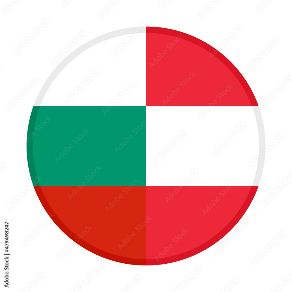 round icon with bulgaria and austria flags. vector illustration isolated on white background round icon with bulgaria and austria flags. vector illustration isolated on white background