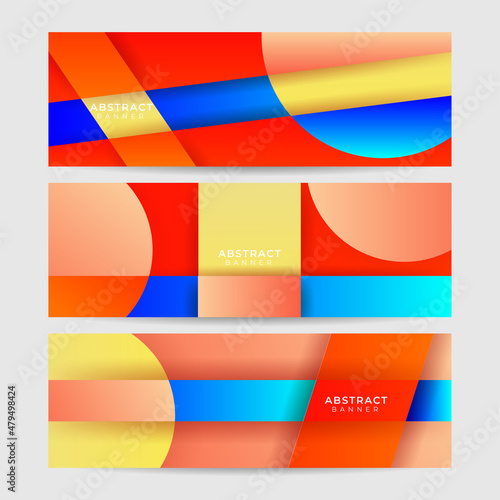 Dynamic shape gradient orange blue colorful Abstract design banner