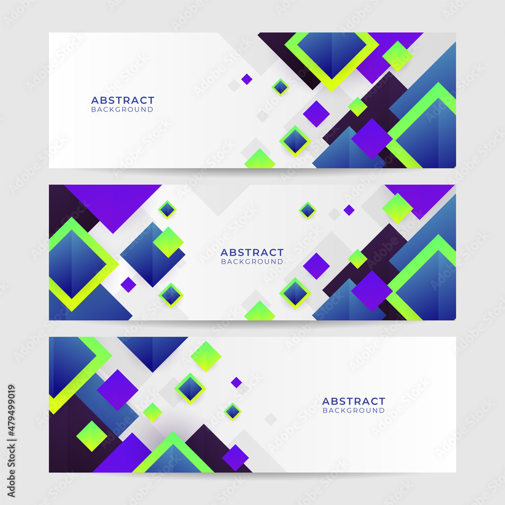 Square clean gradient purple green colorful Abstract design banner