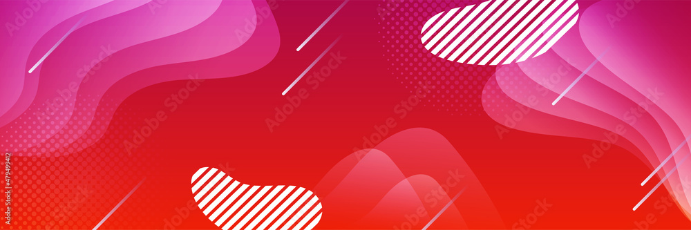 Fototapeta premium Modern memphis gradient red colorful Abstract design banner