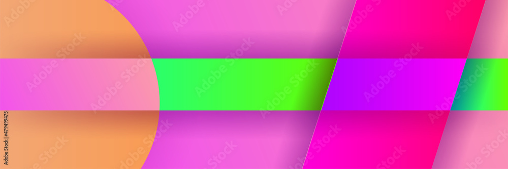 Dynamic shape gradient purple green colorful Abstract design banner