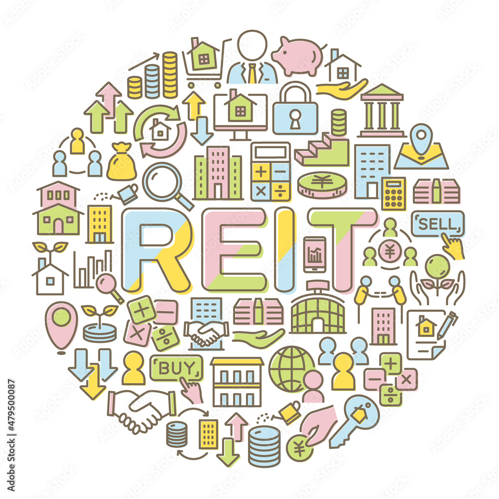 REIT(不動産投資信託) 丸型のロゴ REIT(不動産投資信託) 丸型のロゴ