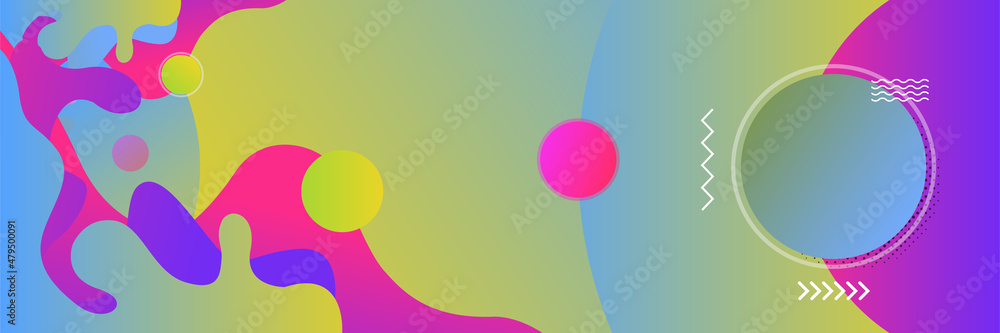 Modern dynamic gradient blue yellow purple colorful Abstract design banner