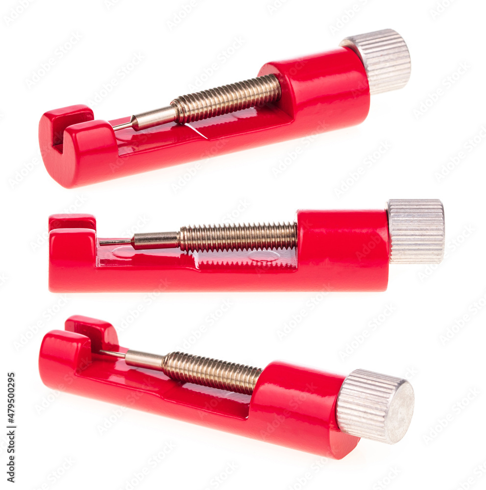 Set of watch link remover tool kit isolated on white background. Set of watch link remover tool kit isolated on white background.