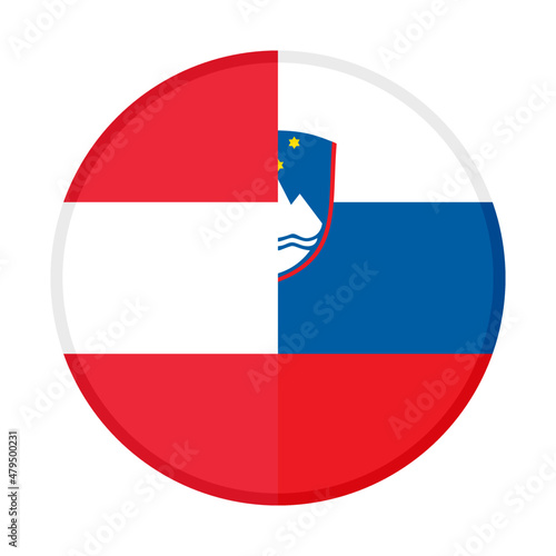 round icon with austria and slovenia flags. vector illustration isolated on white background