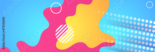 Modern dynamic gradient blue yellow pink colorful Abstract design banner
