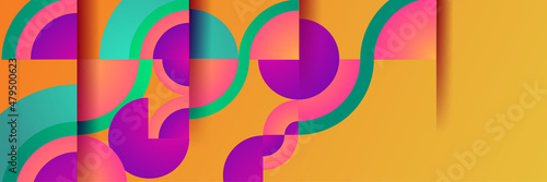 Fotografía Gradient circle purple orange green colorful Abstract design banner