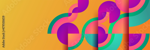 Fotografija Gradient circle purple orange green colorful Abstract design banner