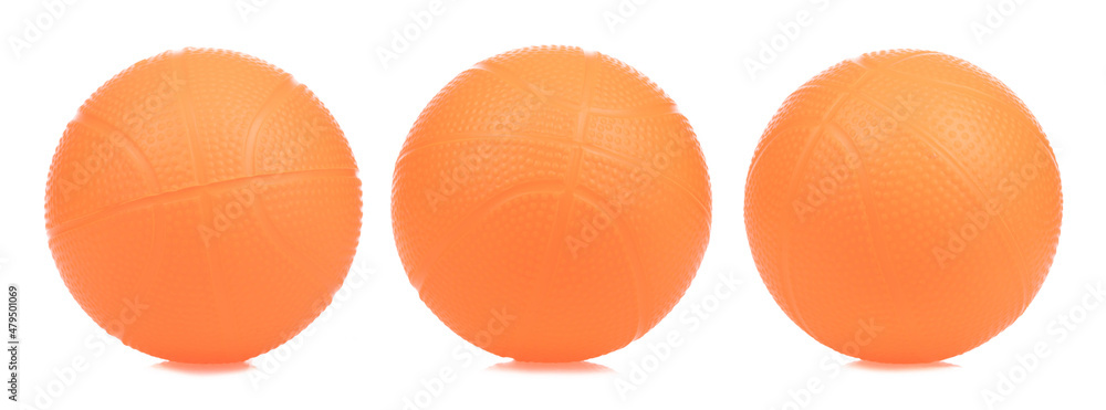 Fototapeta premium Set of orange rubber ball isolated on white background