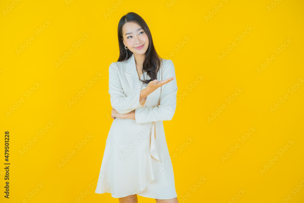 Portrait beautiful young asian woman smile with action Portrait beautiful young asian woman smile with action