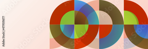 Bild auf Leinwand Memphis circle red blue green colorful Abstract design banner