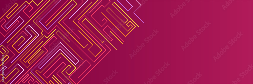 Line labyrinth purple colorful Abstract design banner Line labyrinth purple colorful Abstract design banner