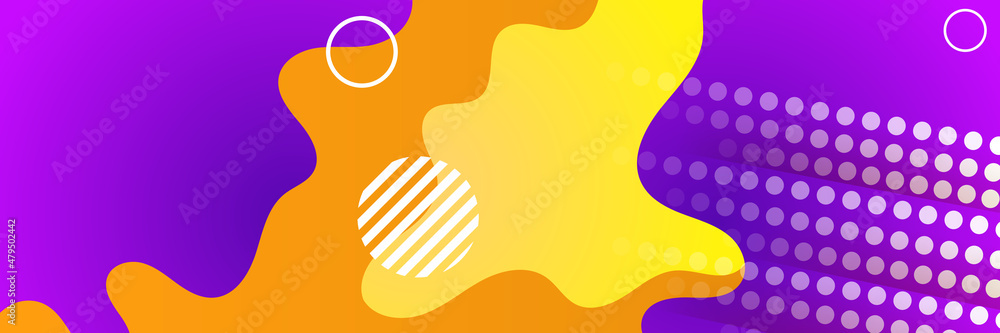Modern dynamic gradient purple orange yellow colorful Abstract design banner