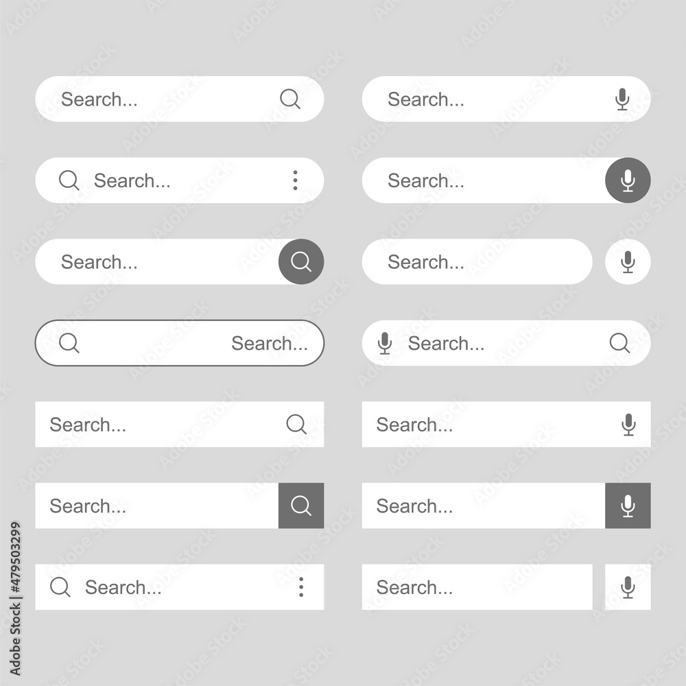 Search Bar Set for Website on White. Vector Search Bar Set for Website on White. Vector