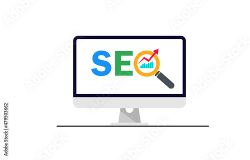 SEO Search Engine Optimization, concept for promoting ranking traffic on website, optimizing your website to rank in search engines or SEO.
