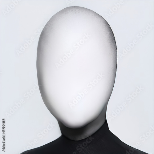 Man without a face, an impersonal man, mannequin. Anonymous portrait of a man, abstract identity. Illustration