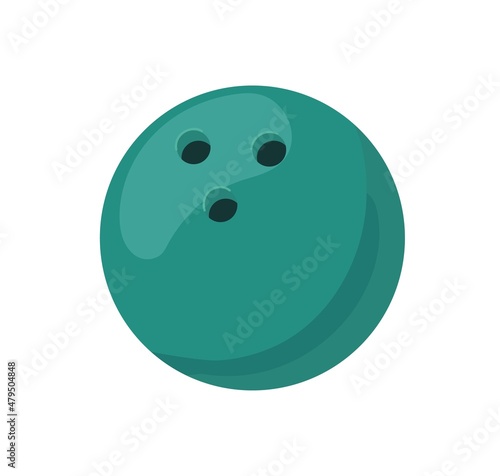 Ten-pin bowling ball with holes. Hard sphere icon of leisure game. Circle sph...