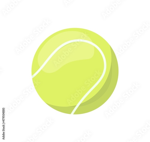 Tennis ball icon. Green tennisball for professional sports game. Realistic circular spherical object for tenis. Flat vector illustration isolated on white background