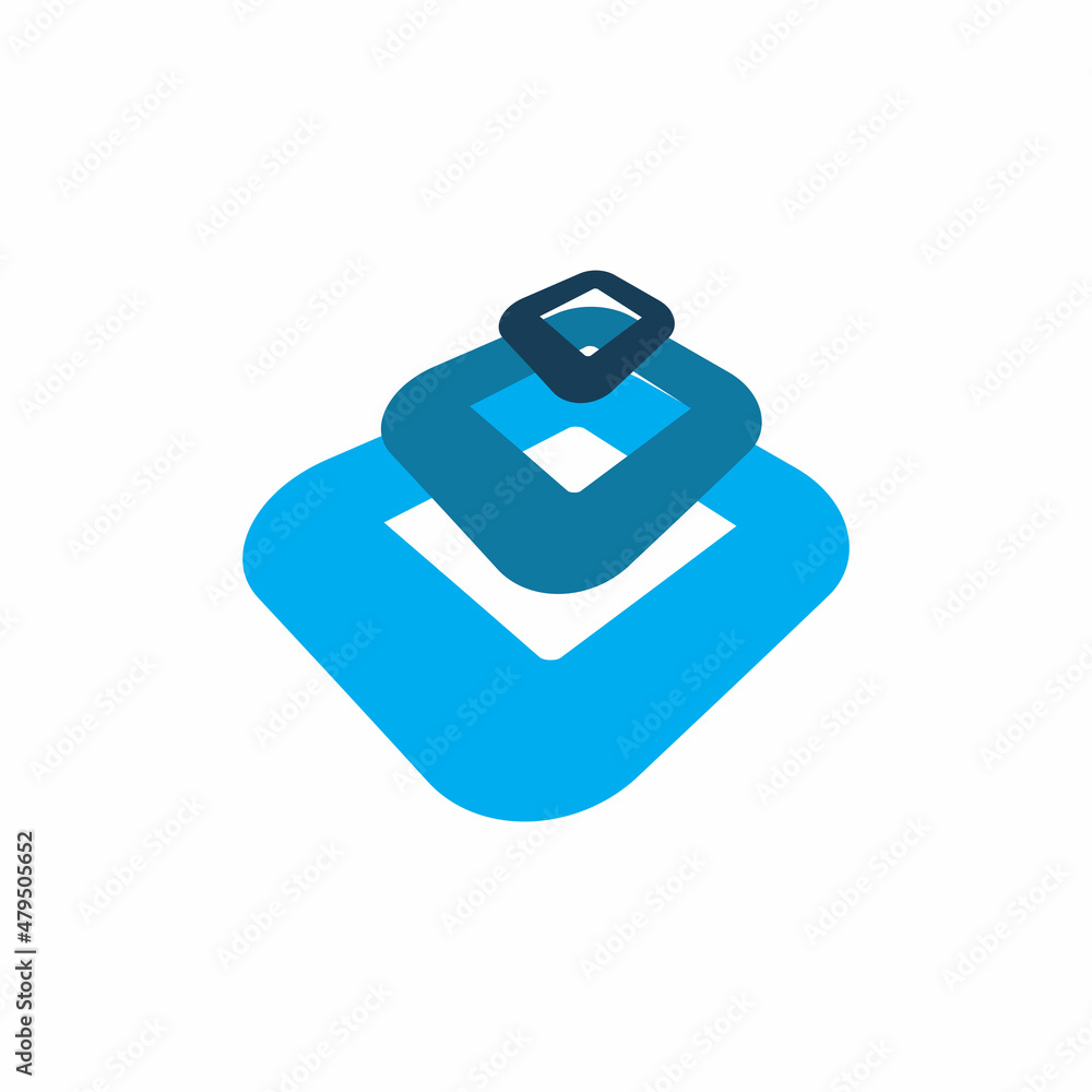 blue abstract square stack logo design blue abstract square stack logo design