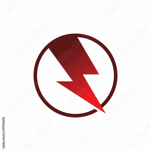 Free Download red color circle lightning energy logo design - GFXLoad
