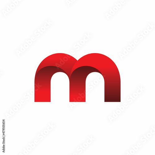 red color initial m letter logo design