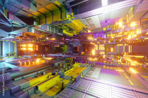 Three dimensional render of inside of electrical device