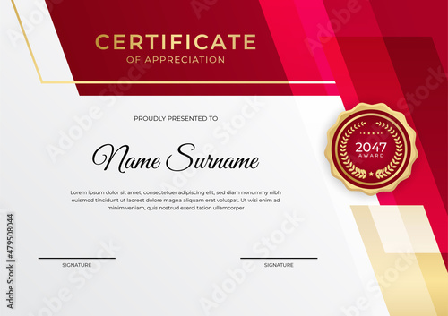 Professional golden red certificate design template