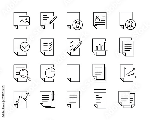 Documents Icons - Vector Line Icons. Editable Stroke. Vector Graphic