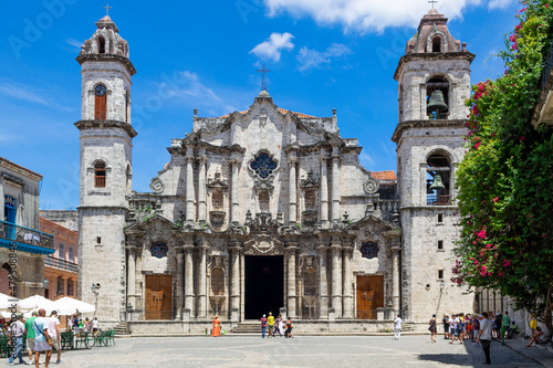 Cathedral of Havana at Cuba. The Church of St. Christopher. The historical center of the old Cuba.