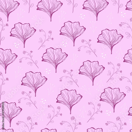 Doodle floral seamless pattern in trendy colors. Vector illustration. © Olena