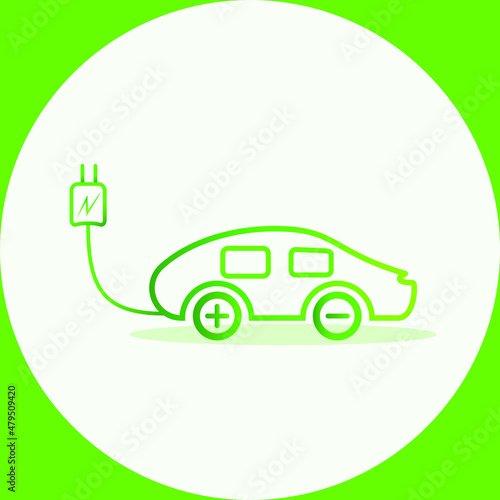 electric car vector icon drawn in green color with white background