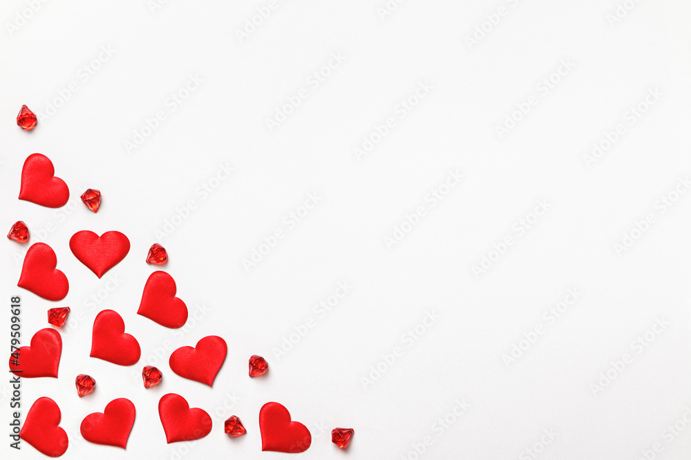 Valentine's day astraction. Lots of red hearts on gray pastel background with copy space Valentine's day astraction. Lots of red hearts on gray pastel background with copy space