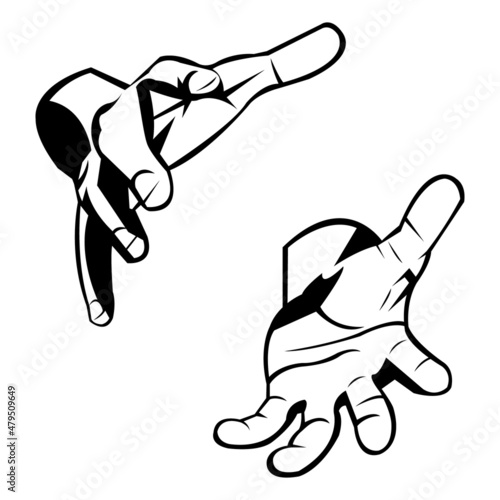 Illustration of two hands want to catch something