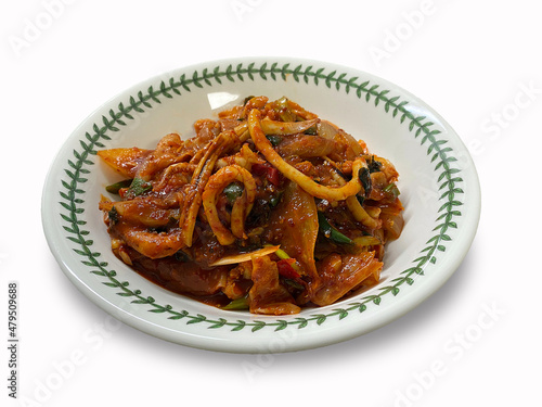 Stir-fried squid, squid dish, Korean cuisine