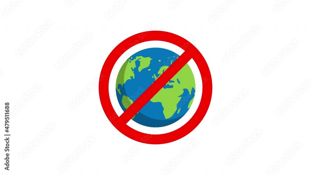 no earth sign animation.4K Video motion Animation. no earth sign animation.4K Video motion Animation.